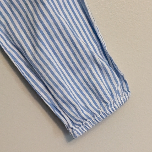 Crown & Ivy Kids Blue White Striped Pink Tassel Shirt Blouse - Size 6 - Picture 4 of 7